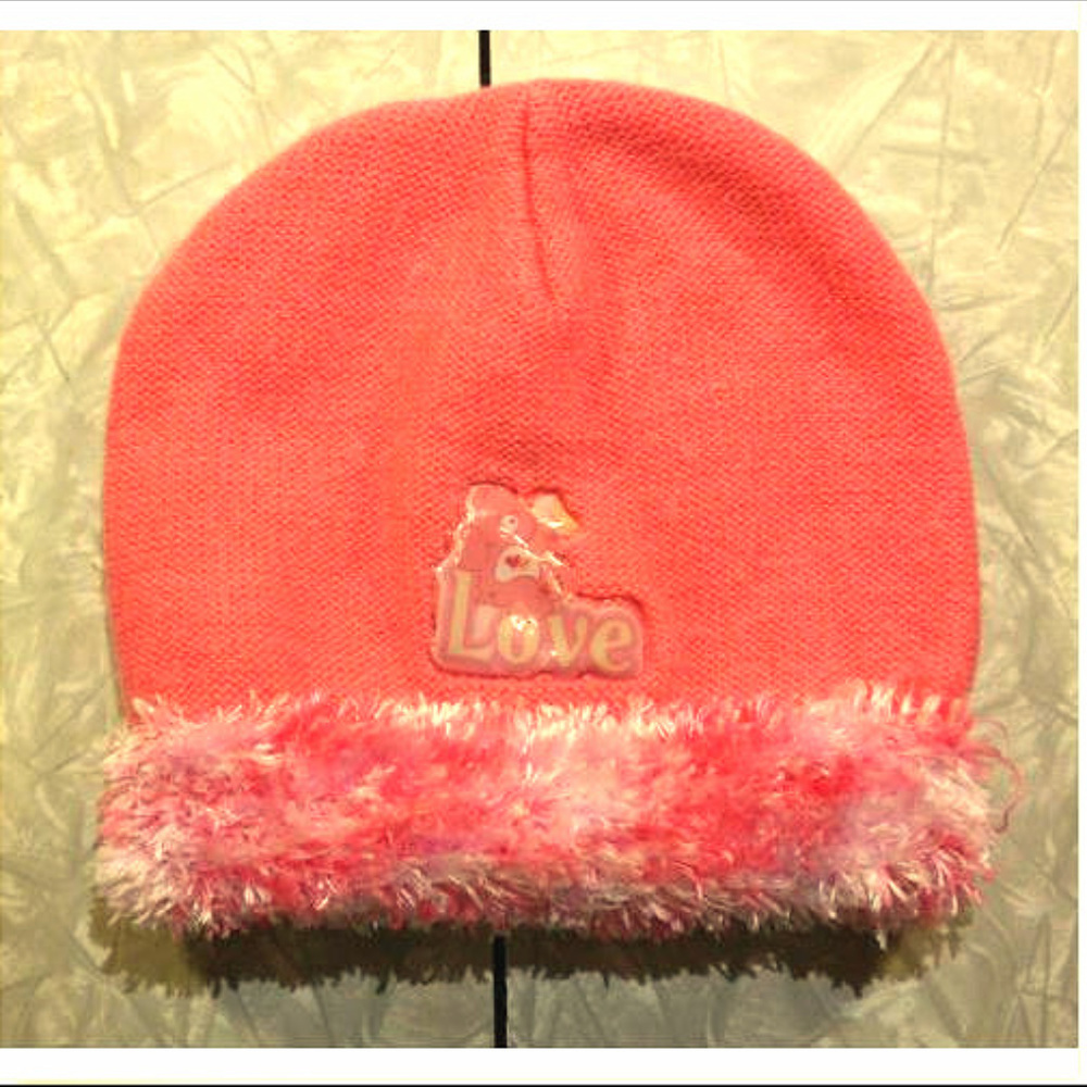 🦃Love-a-lot Care Bears Pink Winter Hat, Fuzzy Trim